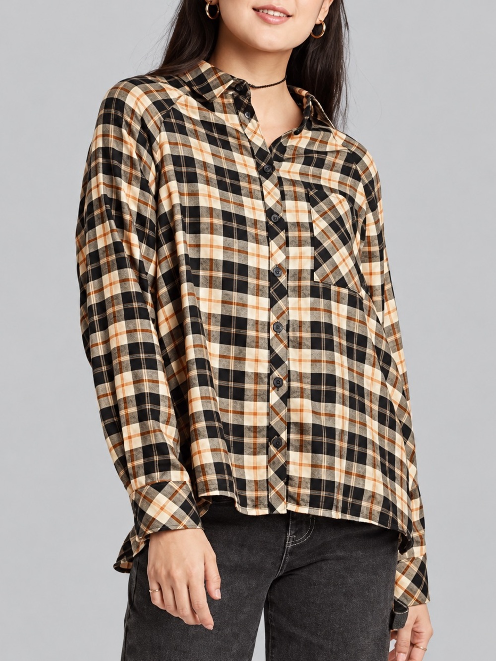 🖤 Wild Fable Plaid Oversized Button Down Shirt Shacket Pockets